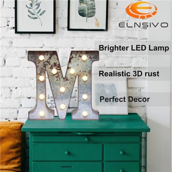 LED Marquee Light Up Letters Industrial Vintage Style Lighted Letters Rust Metal - Picture 2 of 8